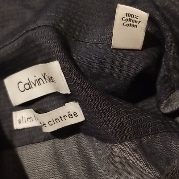 Calvin Klein Navy Stripe Dress Shirt - Picture 4 of 6